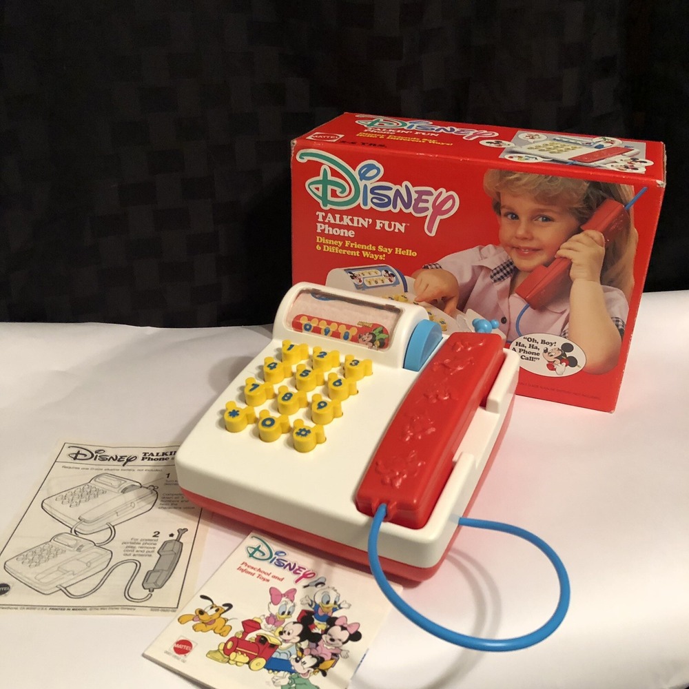 Vintage Disney Talkin' Fun Phone Mickey Minni Duck Goofy 1989 Tested Works RARE!